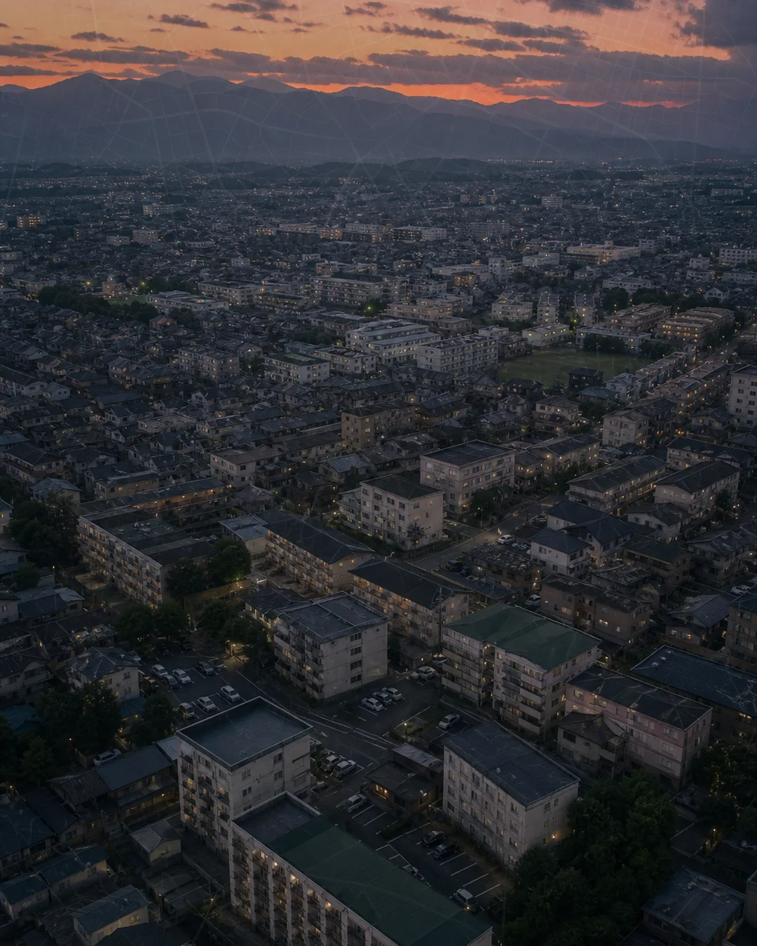 首都圏の空撮夕景